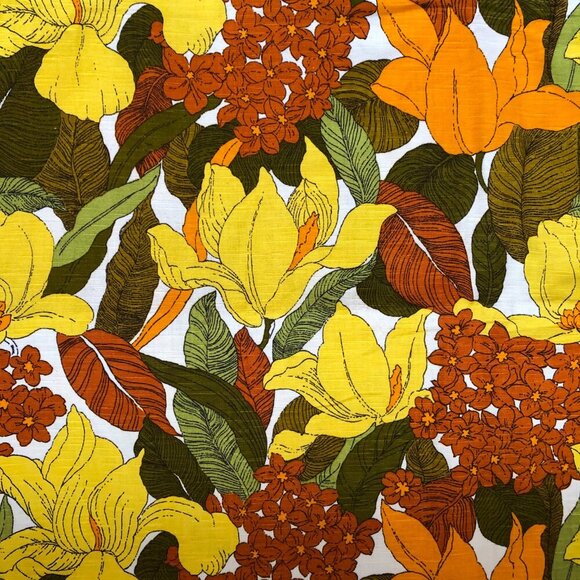 Vintage 70s retro floral large bold print 3 yards by 5th Avenue designs fabric - Picture 1 of 10